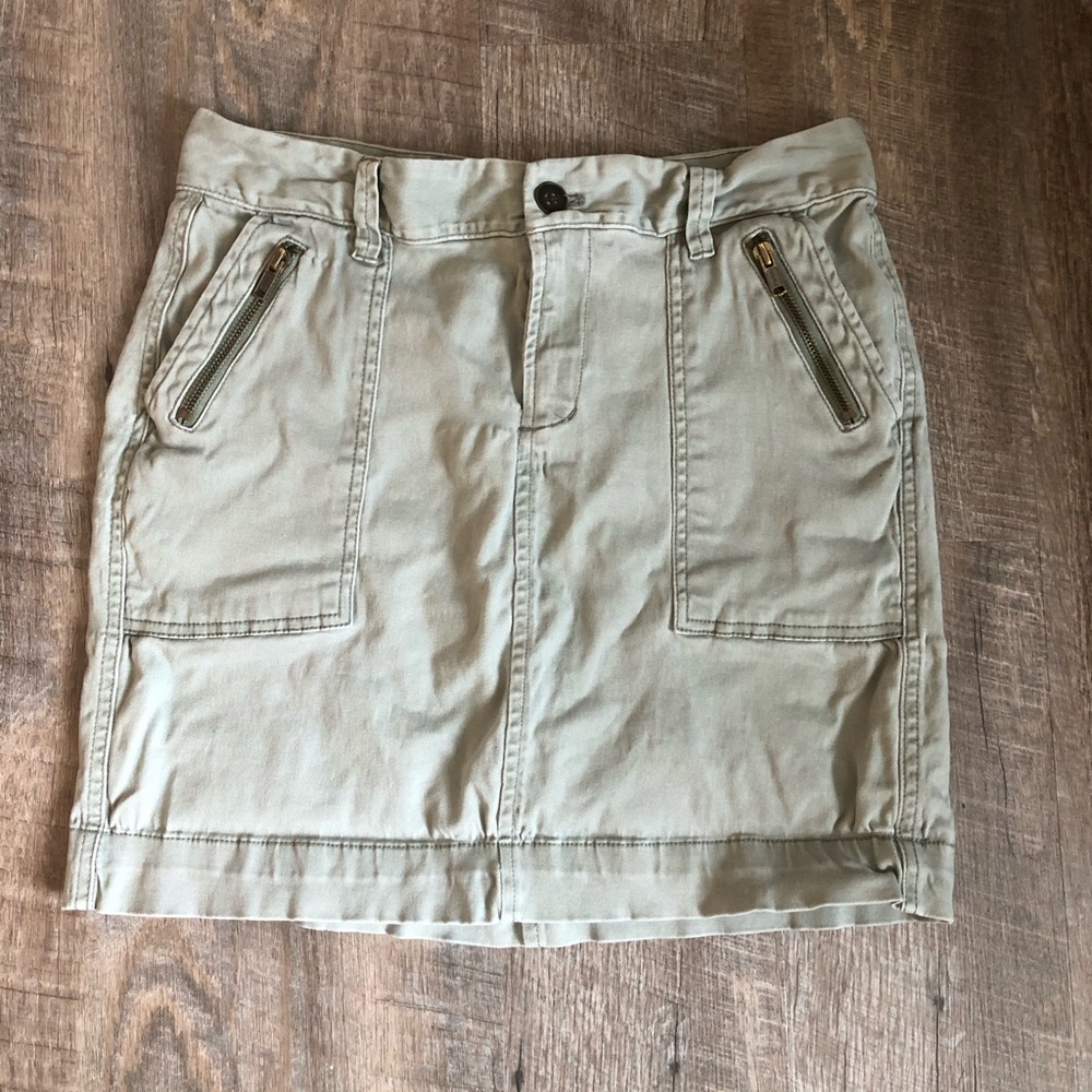 Old Navy Straight Button-Fly Green Denim Mini Skirt